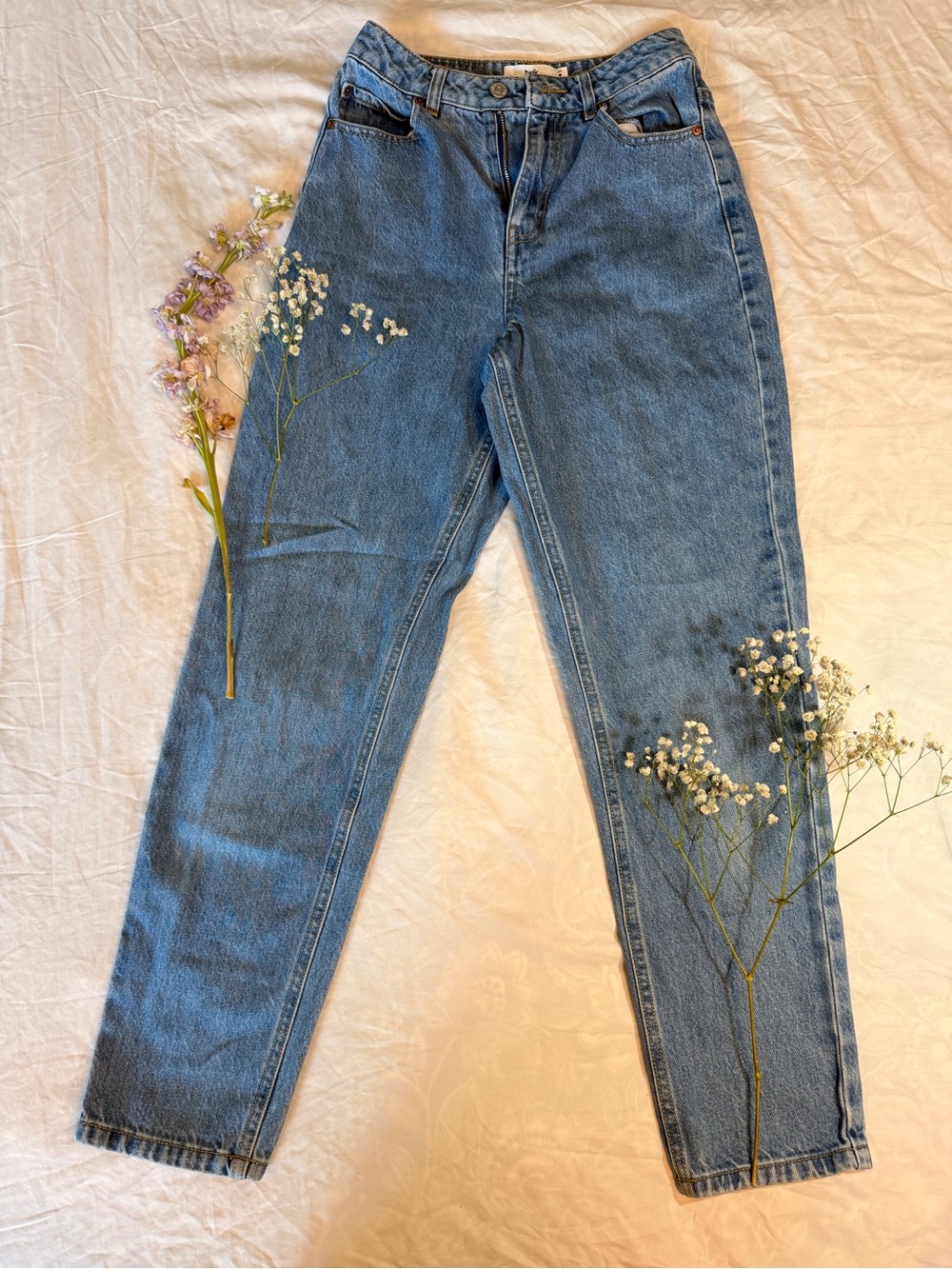 twik Light Blue High-Rise Straight-Leg Mom Jeans